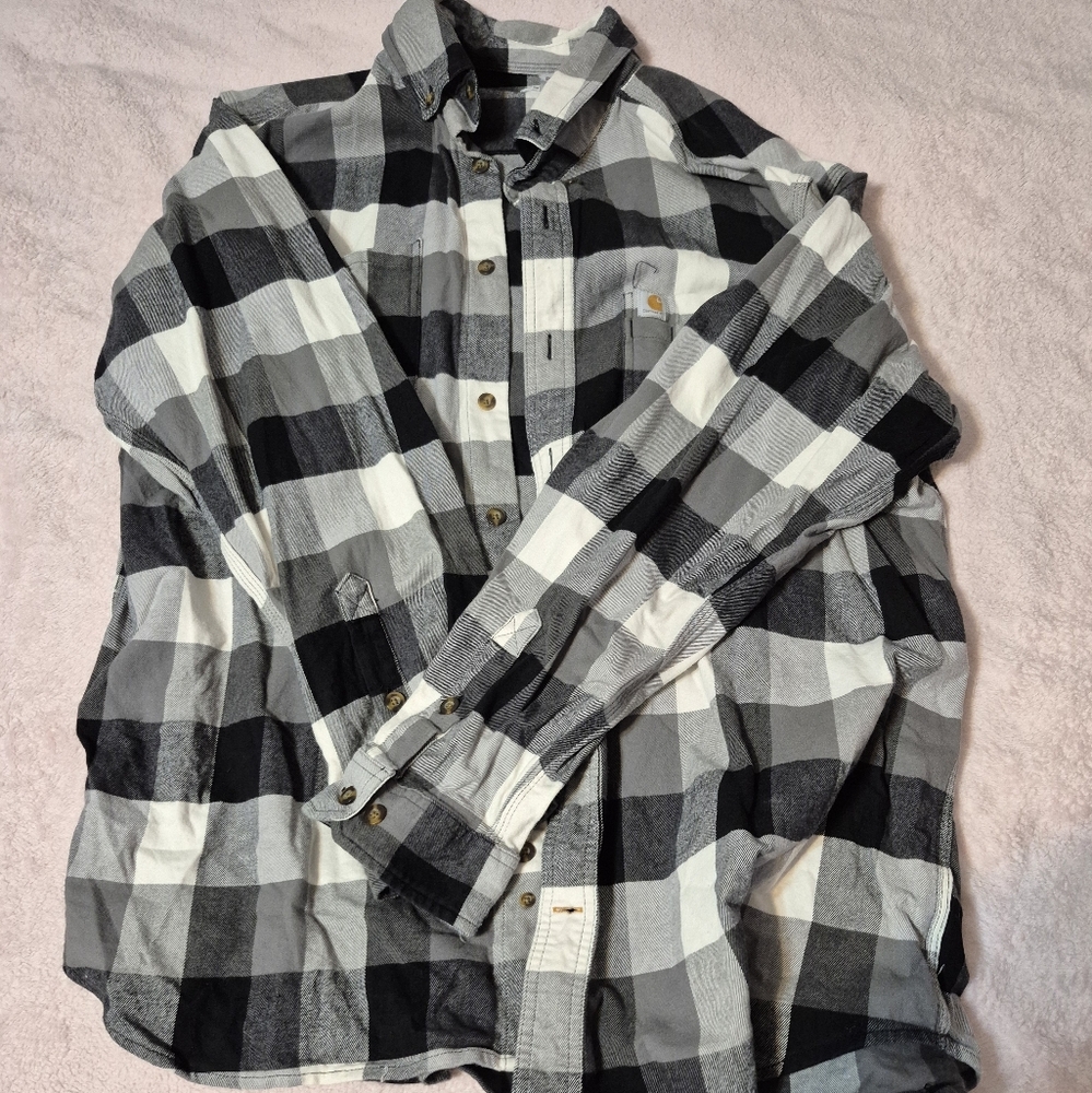 Men's Black and White Plaid Carhartt